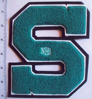 San Jose Sharks Chenille Letter Varsity Jacket Patch 6 3/4 " H X 5 1/2 " W Sew On