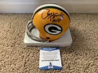 Paul Hornung Hof Green Bay Packers Signed Autograph Mini Helmet Bas Beckett