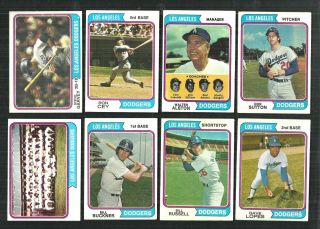 1974 Topps Los Angeles Dodgers Team Set (29) Garvey Alston Sutton - Exmt - Nm