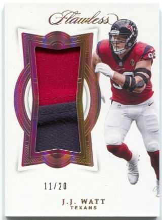 2018 Panini Flawless J.  J.  Watt Patches 2 Color Patch /20