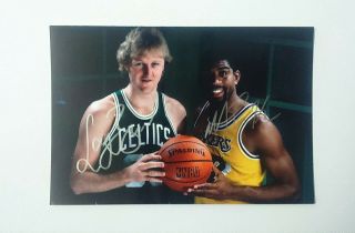 Larry Bird And Magic Johnson Nba Signed Authentic Autographed Photo