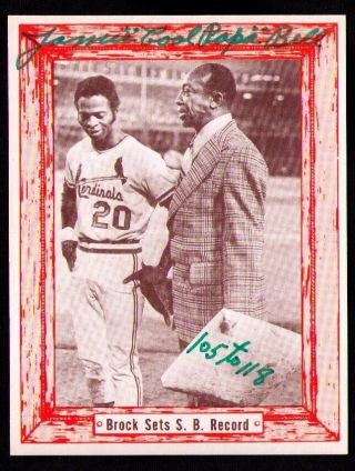 James Cool Papa Bell Negro Leagues Hall Of Fame Signed 1976 D&s Card Lou Brock