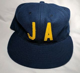 Ebbets Field Flannels Wool Hat Snapback Cap Ja Made In Usa Blue Gold Adjustable