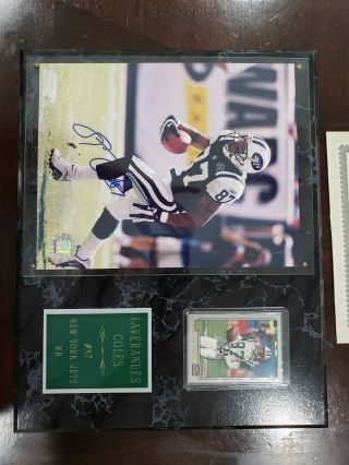 Laveranues Coles Autographed Picture On Plaque With Player Card Authenticated