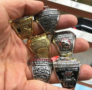 6PC Alabama Crimson Tide SEC National Championship Ring Set With Wooden Box Gift 7