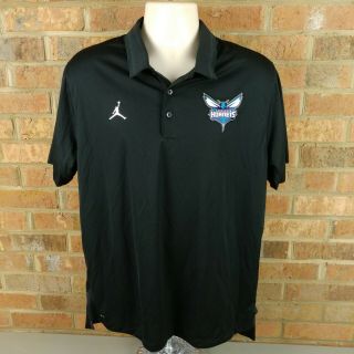 Nike Air Jordan Charlotte Hornets Nba Polo Shirt Black Size Large