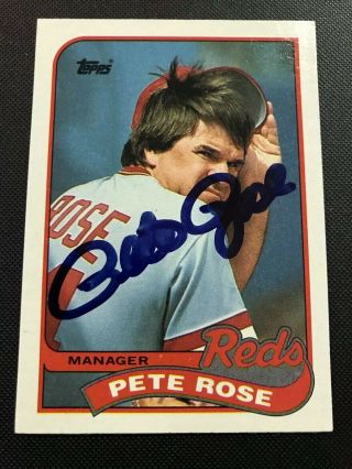1989 Topps Pete Rose Hand Signed Auto Autograph Cincinnati Reds