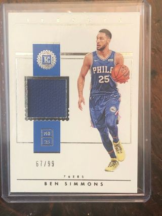 Ben Simmons 2018 - 19 Panini Encased Jersey Patch Game Worn 67/99 - 76ers