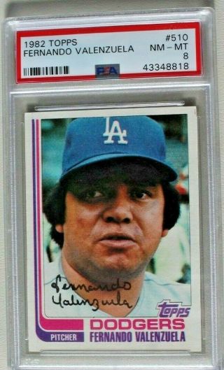 1982 Topps Fernando Valenzuela 510 Los Angeles Dodgers Psa 8