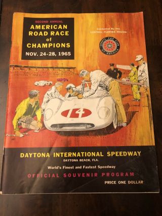 1965 American Road Race Of Champions Program Daytona Nov 24 - 28 1965