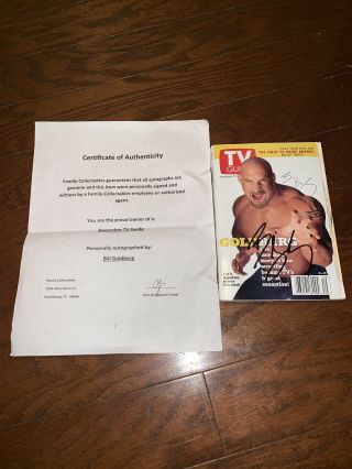 Bill Goldberg Hand Signed December Tv Guide Wwe Wwf,  Comes With