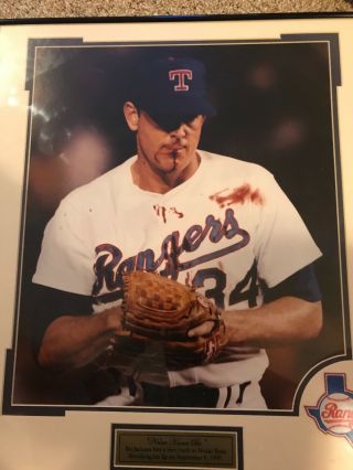 Nolan Ryan bloody lip Texas Rangers 16x20 print framed 3