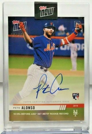 Pete Alonso 2019 Topps Now Baseball 16 Hr Mets Rookie Record Autograph Auto /99