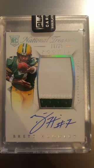2015 Brett Hundley National Treasures Rookie Patch Auto Rpa 10/25