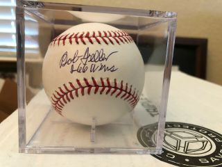 Indians Hall Of Famer Bob Feller Signed Baseball With 266 Wins - Psa/dna