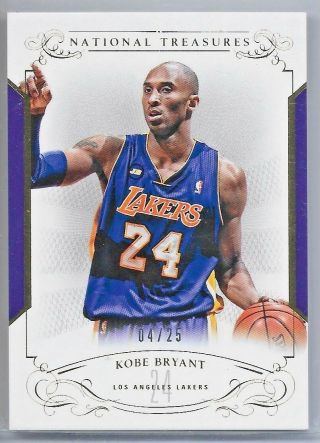 2013 - 14 National Treasures Basketball Kobe Bryant Gold Parallel Card 4/25