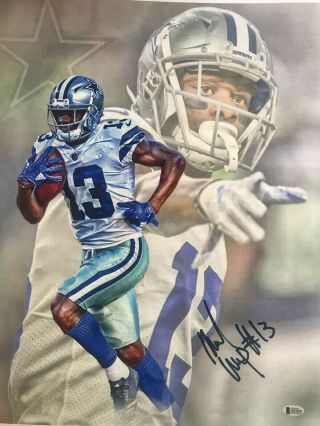 Michael Gallup Autographed Dallas Cowboys 20x24 Rolled Canvas Beckett