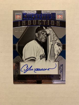 2015 Panini Cooperstown Induction Andre Dawson 2 Blue On - Card Auto /25 Cubs
