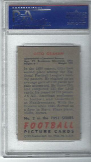 1951 BOWMAN OTTO GRAHAM 2 PSA 7 BROWNS QB CLEAR FOCUS A BEAUTY 2