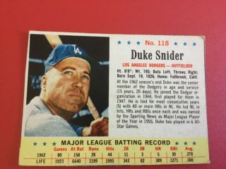 1963 Post Baseball No.  118 Duke Snider