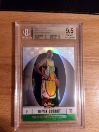 2006 Topps Finest Kevin Durant Green Refractor Bgs 9.  5 26/199 Rookie Rc.  5 To 10