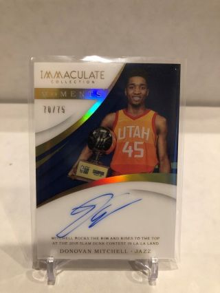 2017 - 18 Immaculate Moments Donovan Mitchell Slam Dunk Champ Acetate Auto 70/75