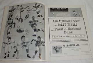 San Francisco 49 ' ers vs Los Angeles Rams Football program 10 - 5 - 1958 4