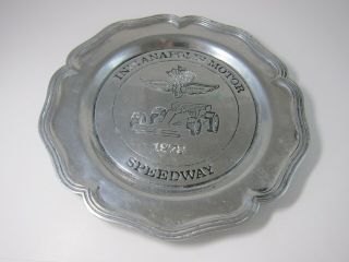 1978 Indianapolis Motor Speedway Pewter Souvenir Collector Metal Plate 374 - 500