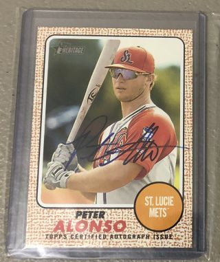 Peter Pete Alonso Rookie Auto 1st Rc 2017 Topps Heritage Minors Autograph