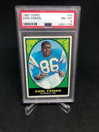 Psa 8 1967 Topps 75 Earl Faison Only 15 Higher Miami Dolphins