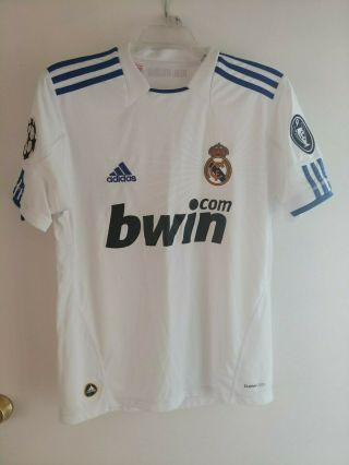 Adidas Real Madrid 2009/2010 Cl Home Jersey Size M White/blue - Ships In 24 Hours
