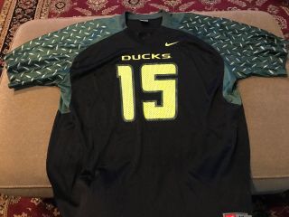 Authentic Nike Team Oregon Ducks 15 Black Football Game Jersey Men’s Xl (mb)