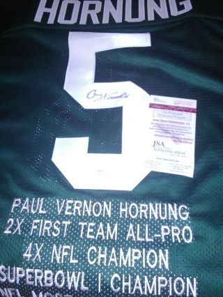 Paul Hornung Green Bay Packers Signed Autograph Stat Jersey Jsa