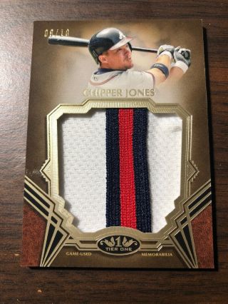 Chipper Jones 2019 Topps Tier One Prodigious Patches Game Patch D 9/10