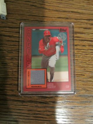 2019 Topps Series 2 Mike Trout 1984 Topps Relic Angels Jersey Gray Red 08/25 Sp