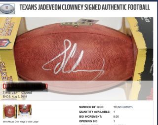 NFL Authentic Football Signed By Texans Jadeveon Clowney 3