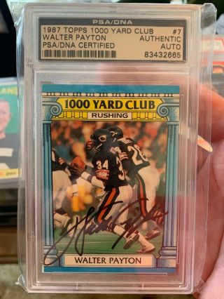 1987 Topps Walter Payton 1000 Yard Club Auto Psa/dna Certified Authentic