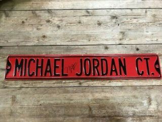 Autographed Michael Jordan Street Sign 6 " H X 36 " W