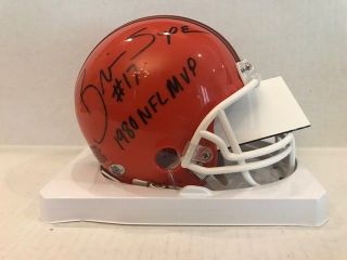 Brian Sipe Signed Cleveland Browns Throwback Mini Helmet Holo Nfl Mvp 1980