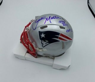 Curtis Martin Signed England Patriots Speed Mini Helmet Roy Hof Insc