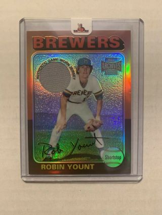 Robin Yount Milwaukee Brewers Game Worn Jersey 2001 Topps Archives Reserve