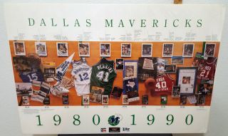 Dallas Mavericks Poster 1980 - 1990 Collage Given To Season Ticket Holders