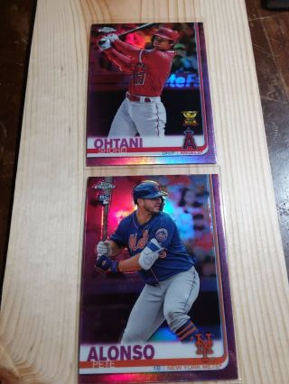 2019 Topps Chrome Pete Alonso Rookie And Shohei Ohtani Pink Refractor Rookie Cup