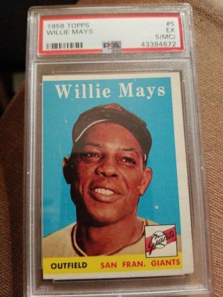 1958 Topps Willie Mays San Francisco Giants 5 Baseball Card Psa 5 Ex