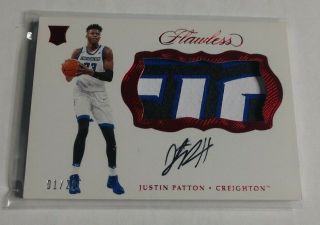 R17,  338 - Justin Patton - 2017 Panini Flawless - Rookie Autograph Patch - 1/20