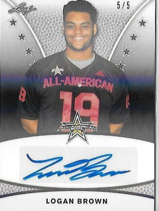 Logan Brown 2019 Leaf Metal All American Rookie Tour Auto 5/5 Wisconsin Badgers