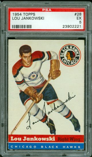 1954 Topps Hockey 28 Lou Jankowski Psa 5,