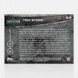 2018 Topps Now TONI STORM Def IO SHIRAI 63 WWE (Evolution) Print Run /239 2