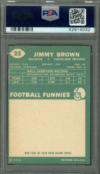 1960 Topps Football JIM BROWN 23 Browns PSA 8 (NearMint -) 2