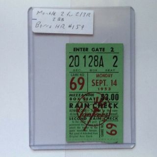 Sept 14 1953 Yankees Ticket Stub (mickey Mantle)